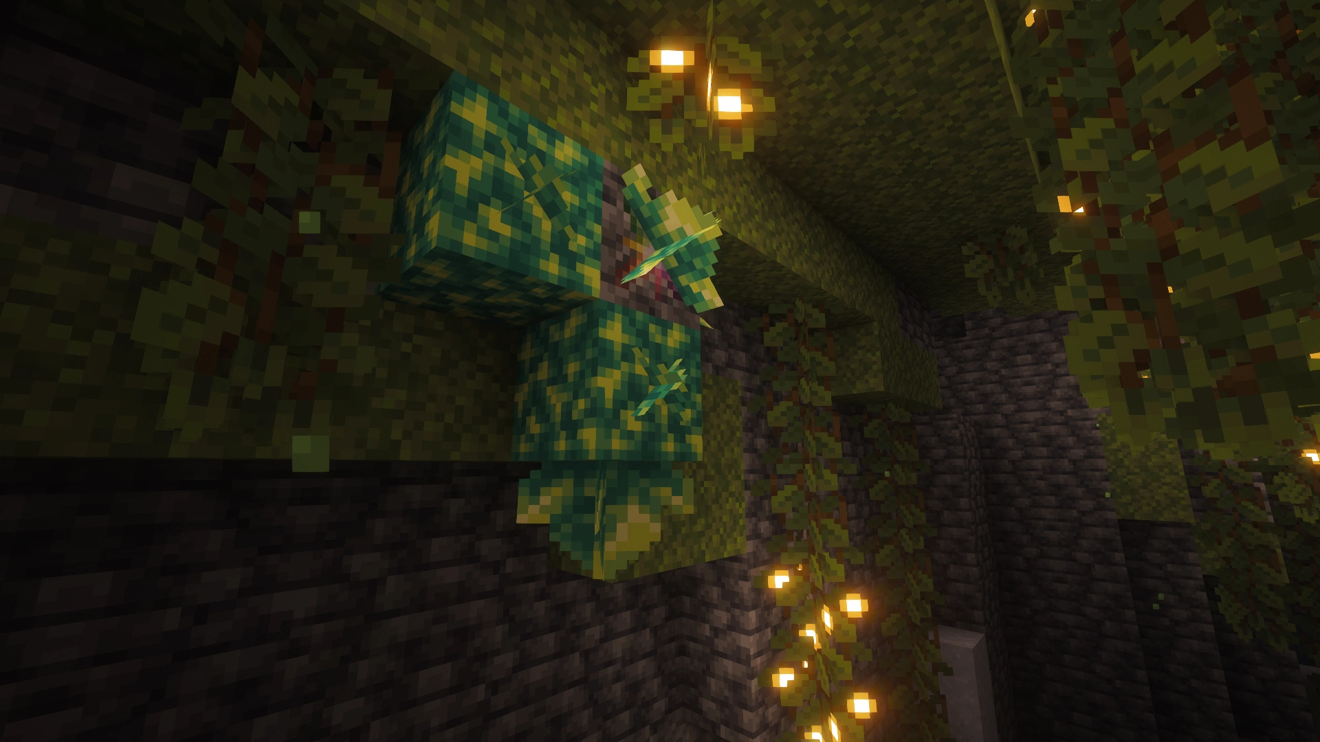 Un cluster de Joyaux Plante dans une lush cave