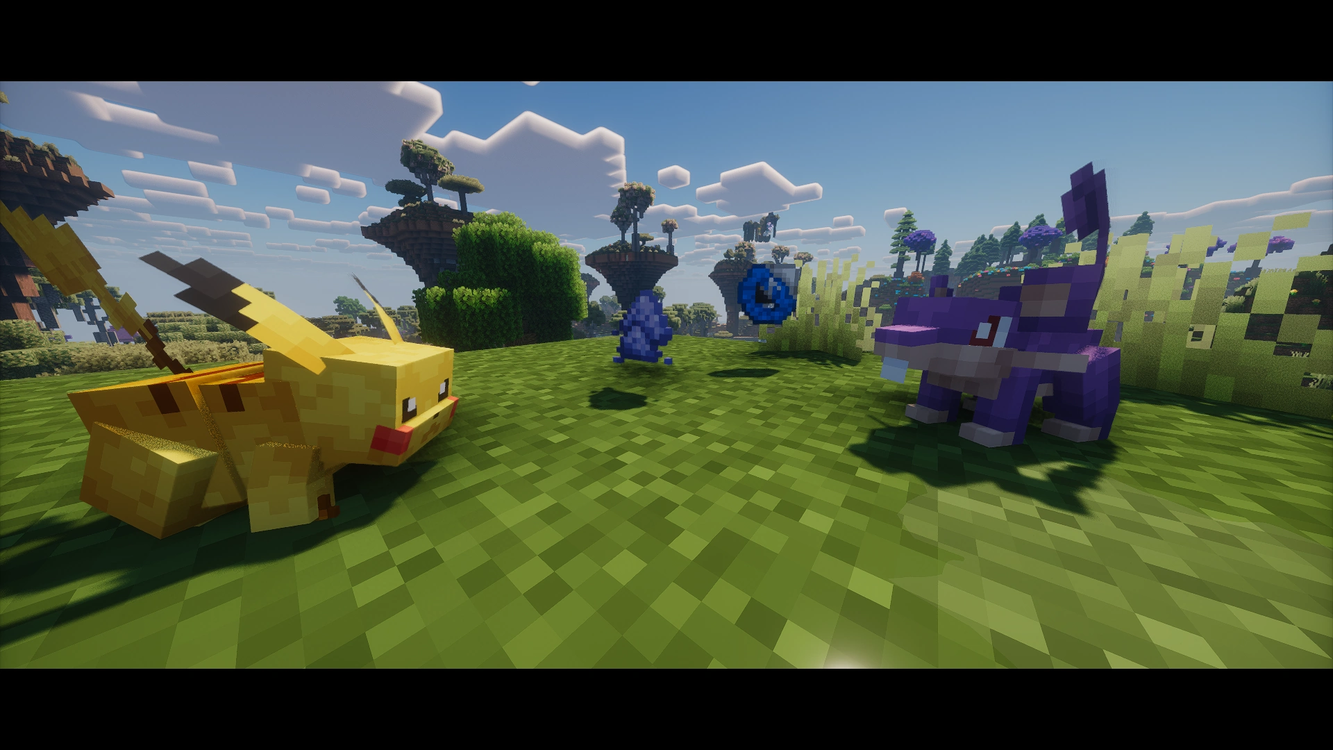 Pikachu VS rattata avec des objets liés aux capacités Z derrière