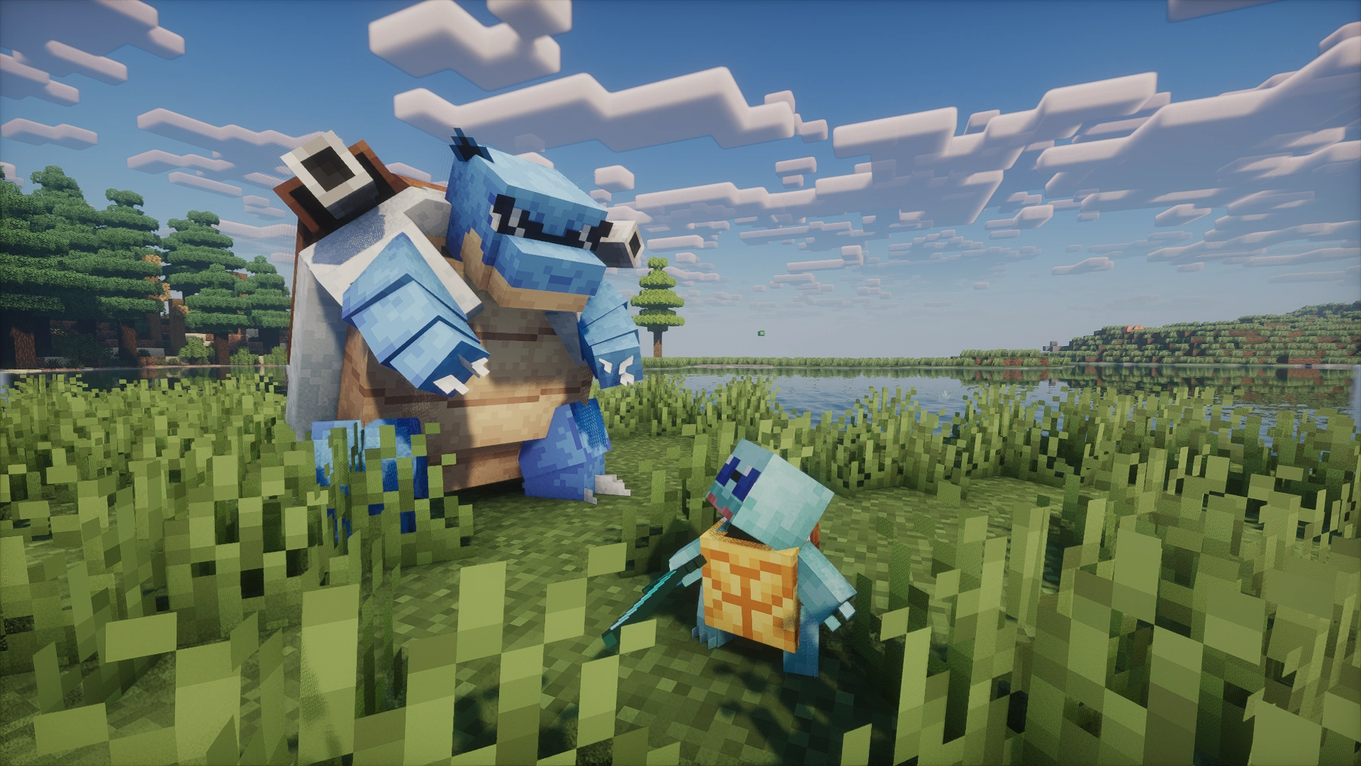 Carapuce et Tortank avec leurs lunettes iconiques