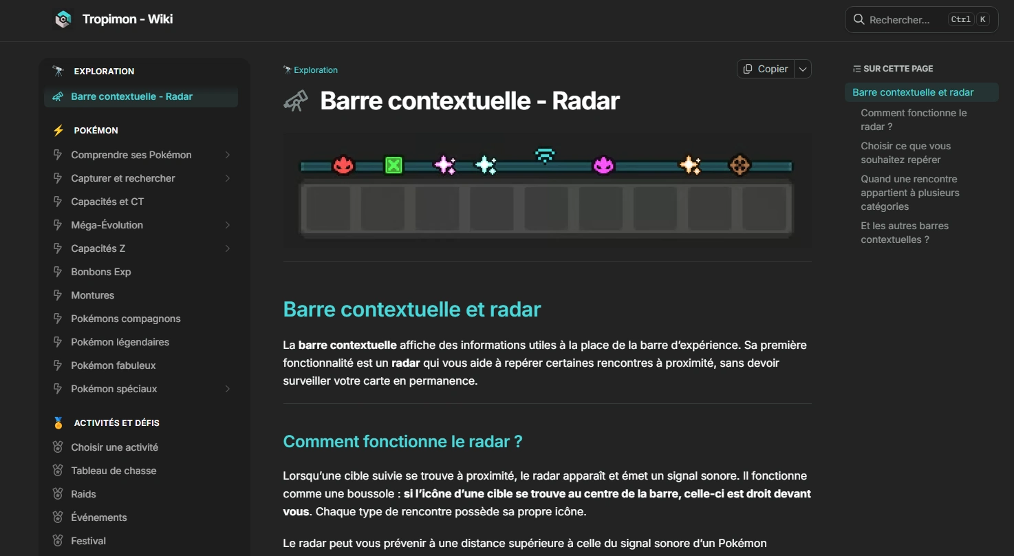 Capture d'écran du wiki retravaillé