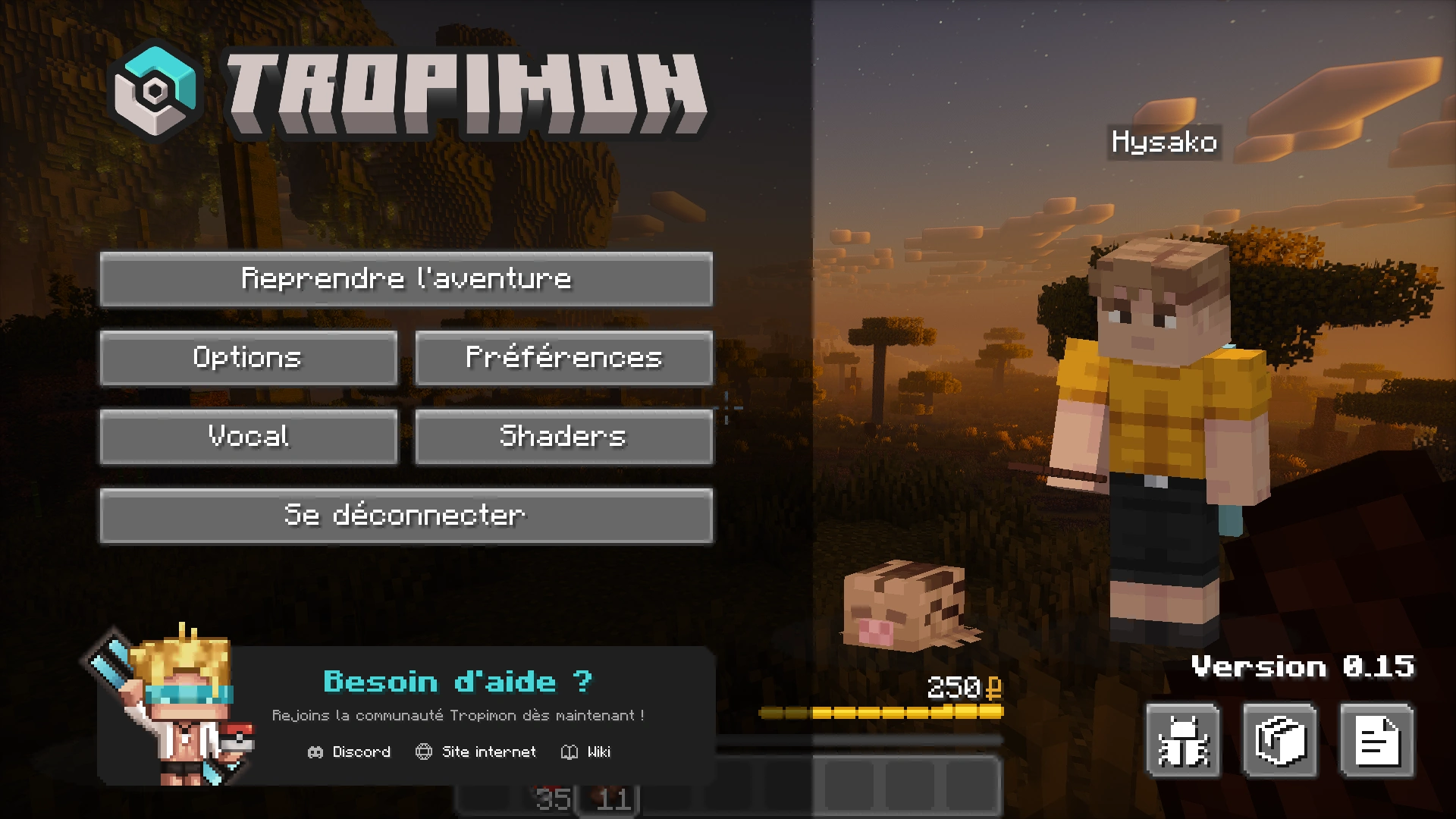 Nouvelle interface du menu echap