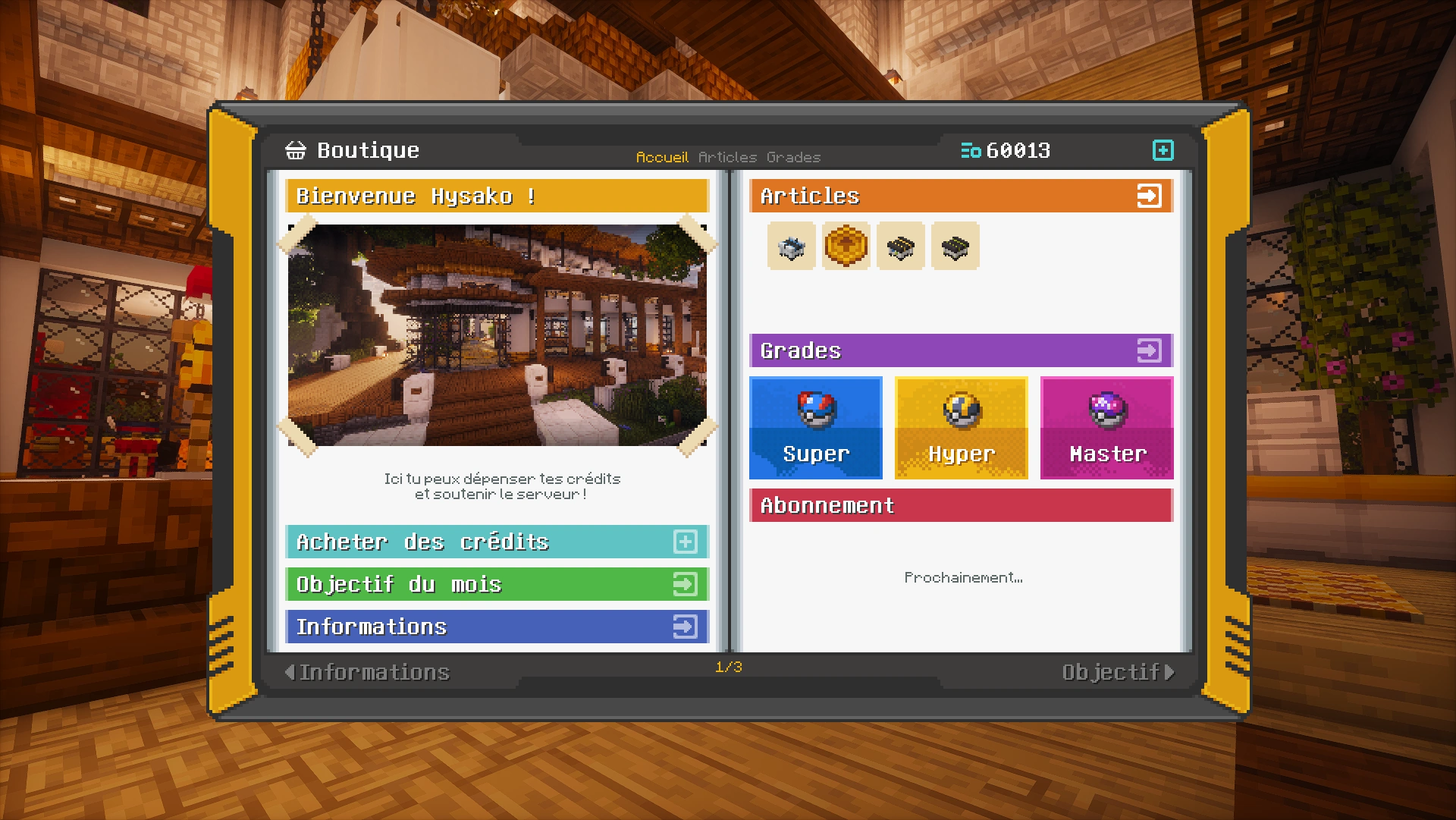Capture d'écran de la nouvelle interface de la boutique en jeu