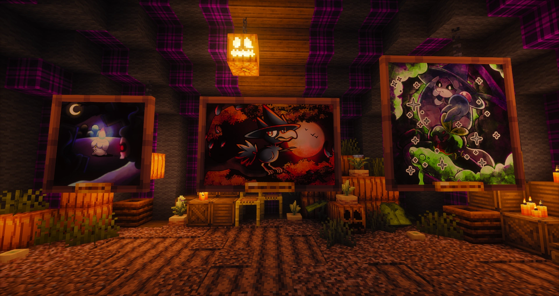 capture d'écran des 3 tableaux spécial halloween réalisés par Tanitarte