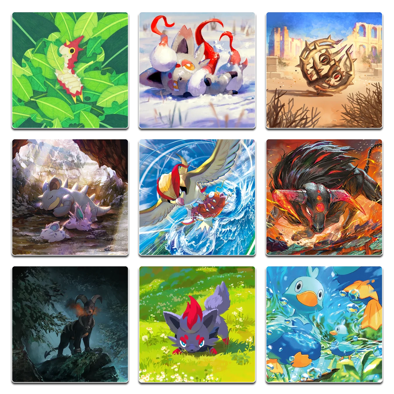 Les 9 tableaux exclusifs des cachettes Pokémon
