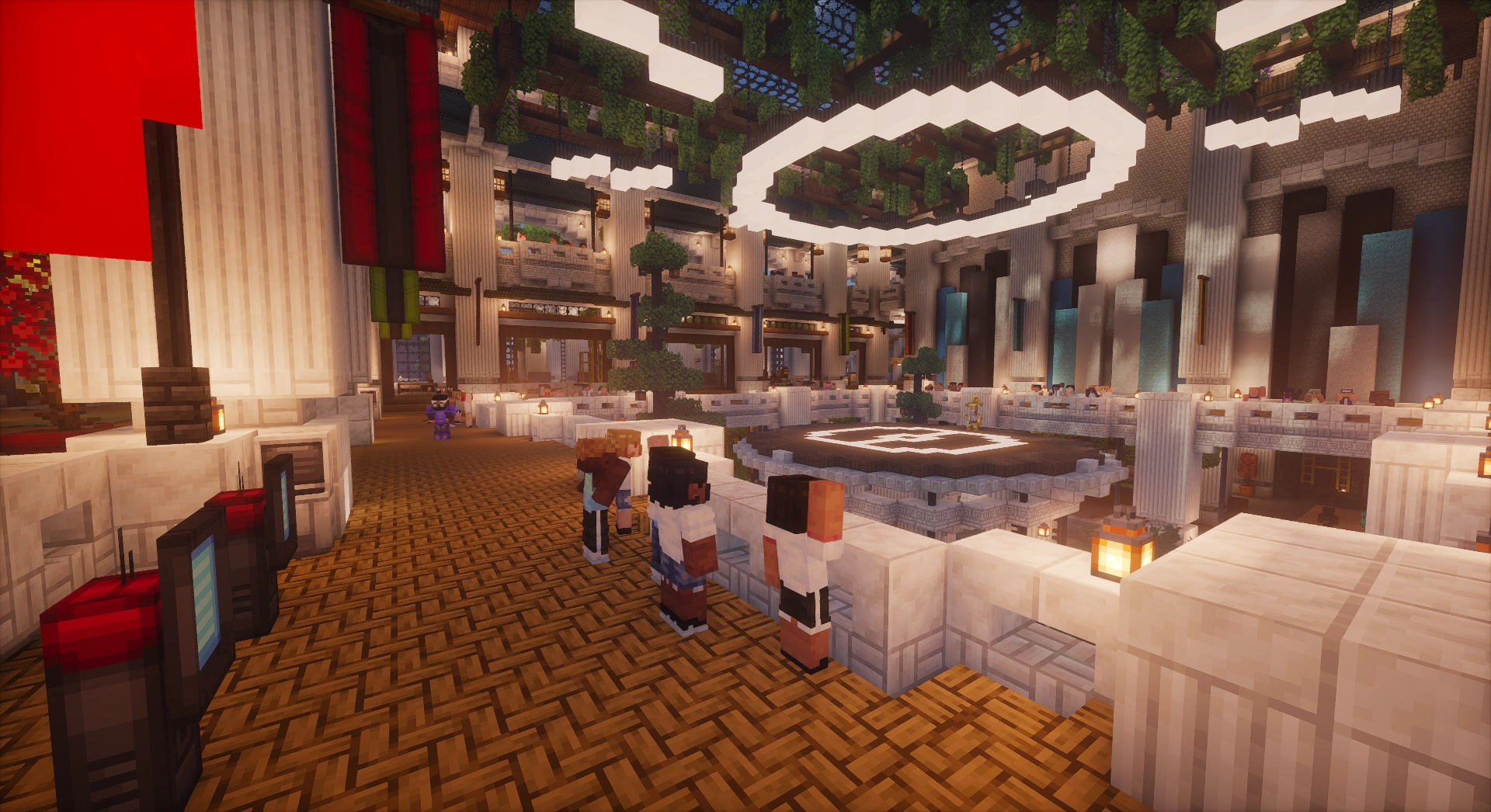 Arène centrale de la capitale avec les terminaux de combat pour s'engager dans le mode classé