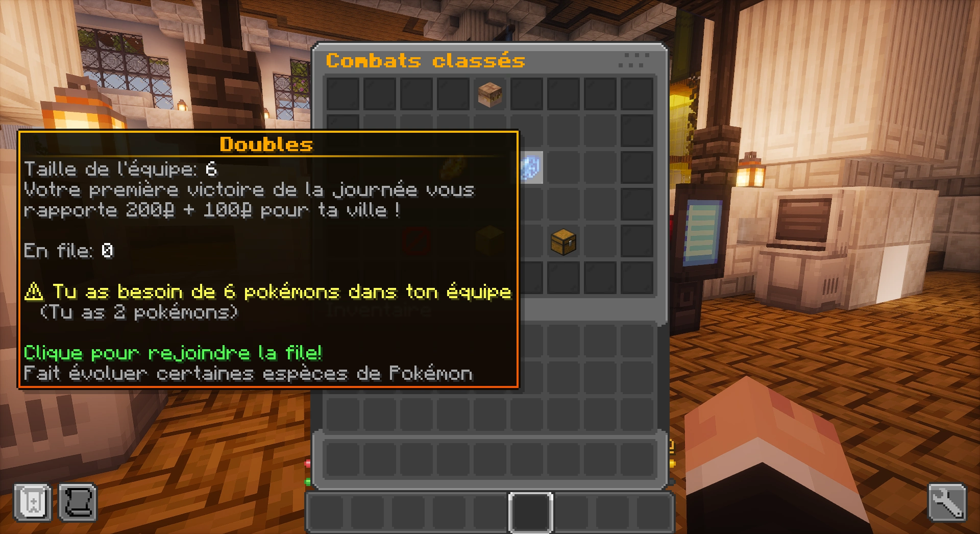 Menu du terminal de combat