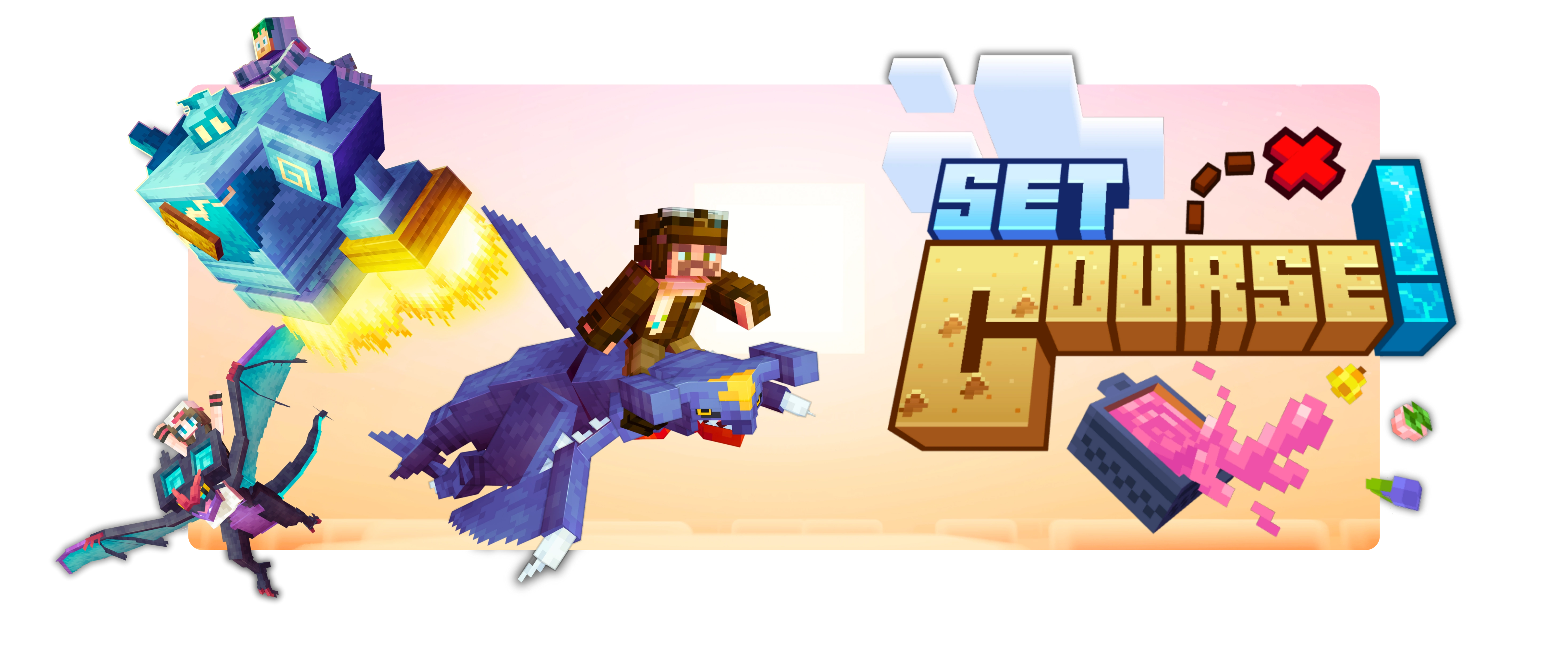 bannière logo de la mise à jour 1.7 de cobblemon: set course!