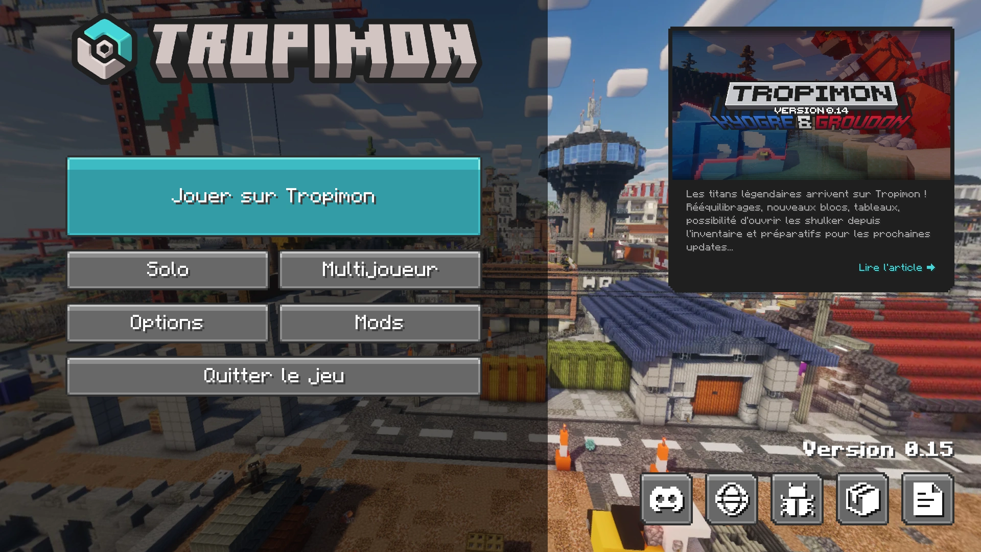 Nouvelle interface du menu principal